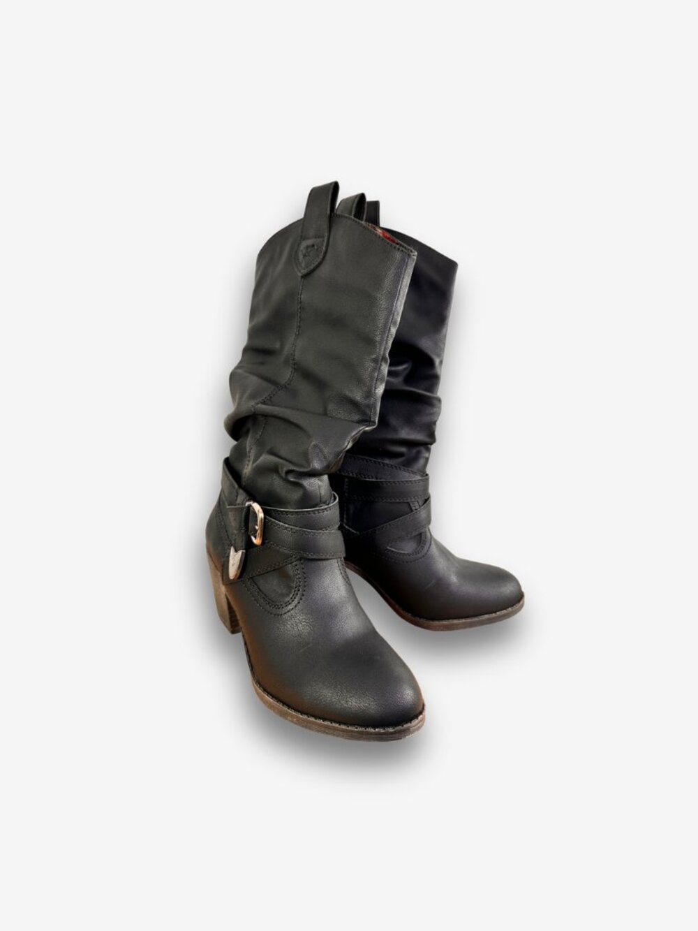 Rocket Dog Black Slouchy Mid-Calf Cowboy Boots Size 6.5